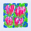 'Vier Roze Tulpen in Blauw-Groen'