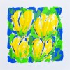 'Vier Gele Tulpen in Blauw-Groen'